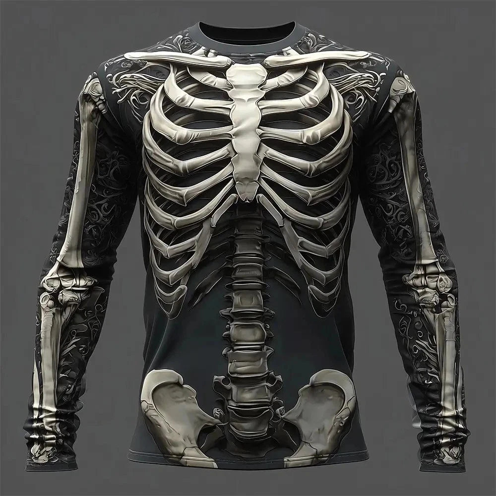 Mens Funny Skeleton Skull HALLOWEEN 3D Printed T-Shirt Cosplay Costume party