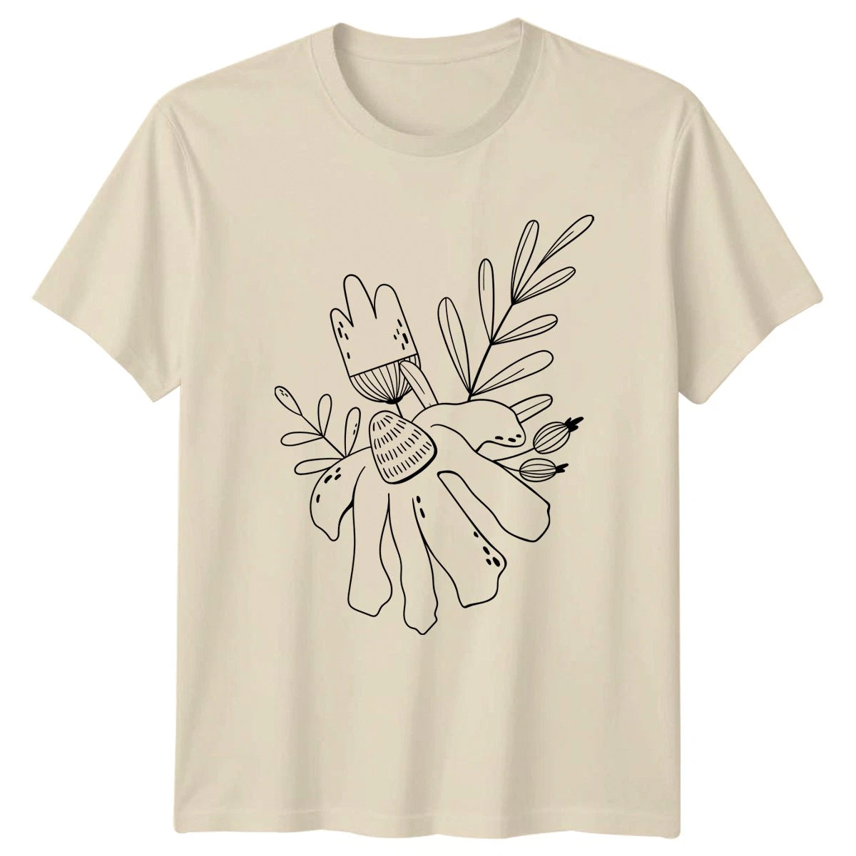 Minimalist Hand Drawn Floral Botanical T-Shirt Botanical Illustration Floral