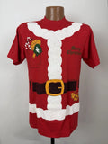Vintage 80s Christmas Shirt Mens Medium Tight Fit Santa Claus T-shirt Costume Image 1 of 4