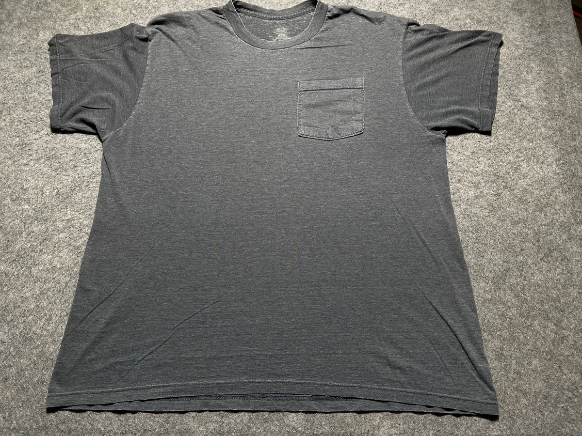 Vintage Y2K Gray THIN Blank Pocket Tee Shirt Grunge Skater Low Key FOTL XL Image 1 of 4