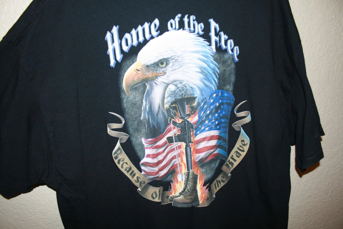 Healing Heroes- Black Graphic T-shirt, Home of the Free Because of the Brave 2XL
