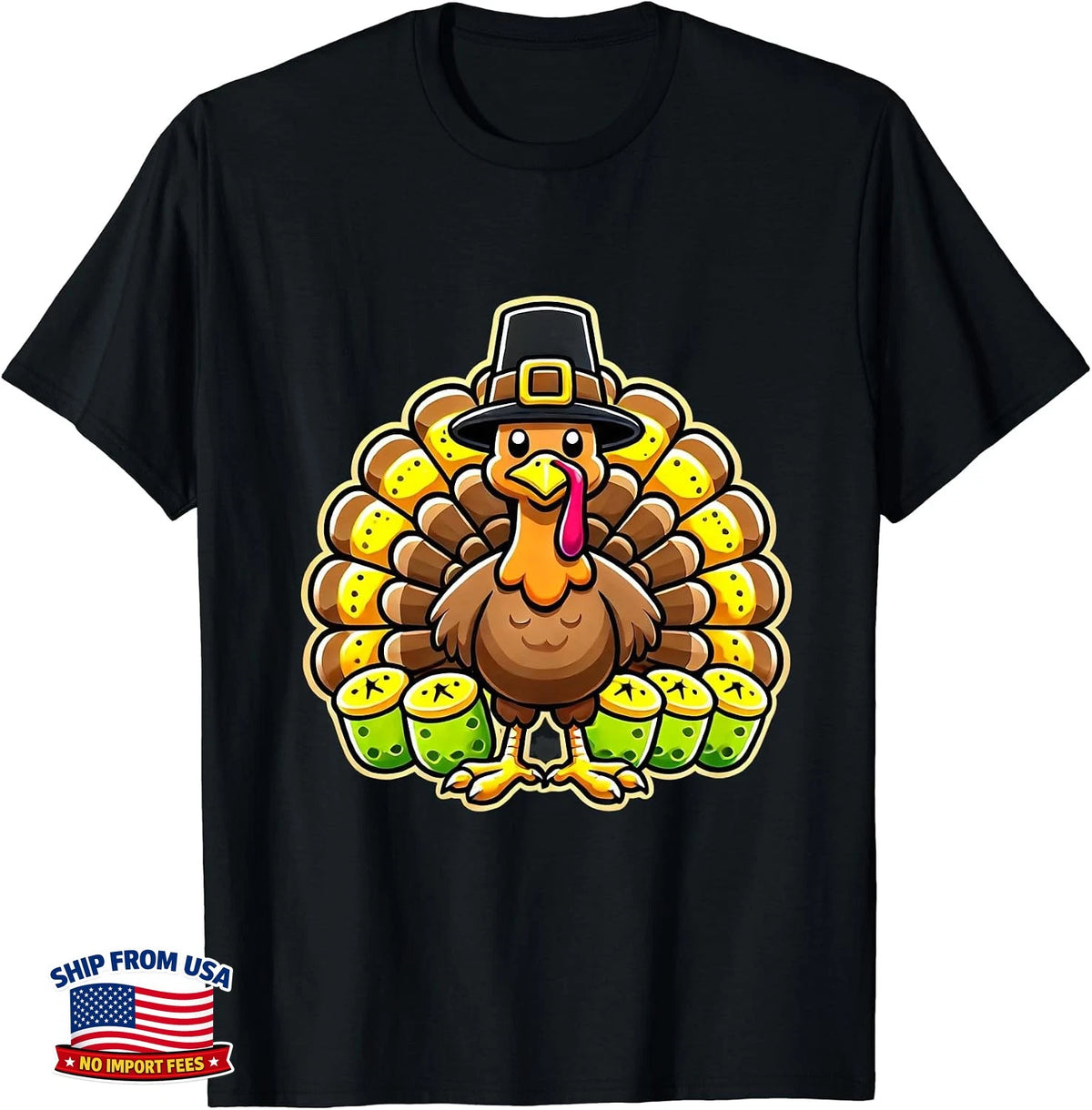 Funny Pickleball Turkey Bird Animal Sports Play Thanksgiving T-Shirt