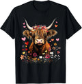 Scottish Highlander Cow Messy Bun Scottish Highland Cow T-Shirt Image 1 of 2
