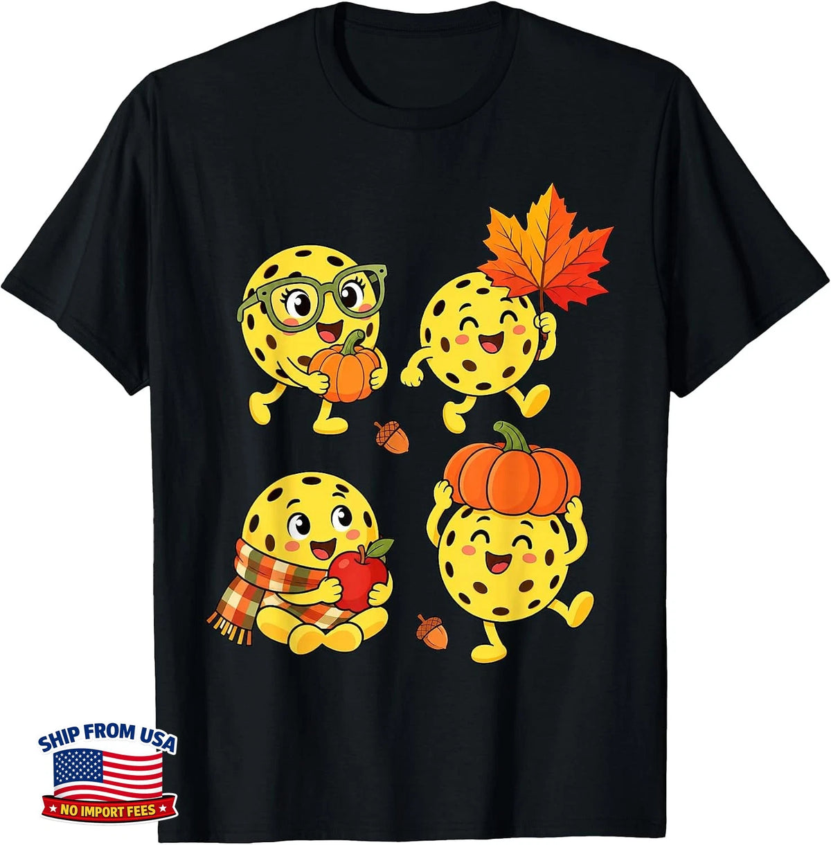 Pumpkin Pickleball Autumn Fall Thanksgiving Women Men Kids T-Shirt R2