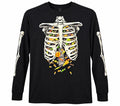 Halloween Men's Black Skeleton Graphic Cotton Jersey Crew Neck Tee XL