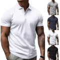 Short Sleeve Men's T Shirt Turn Down Collar Button Pullover Streetwear Casual
