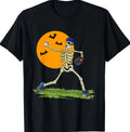 Baseball Skeleton Halloween Men Boys Baseball Halloween T-Shirt