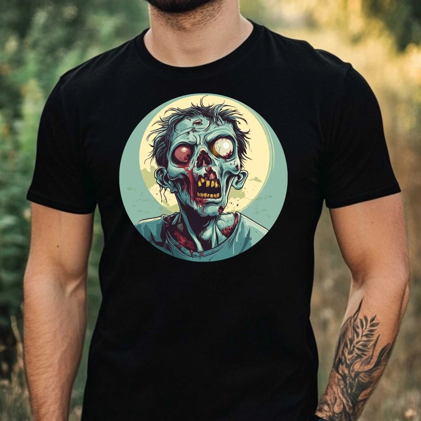 Mens Funny Zombie Theme Cotton T-Shirt Size XS to 5XL