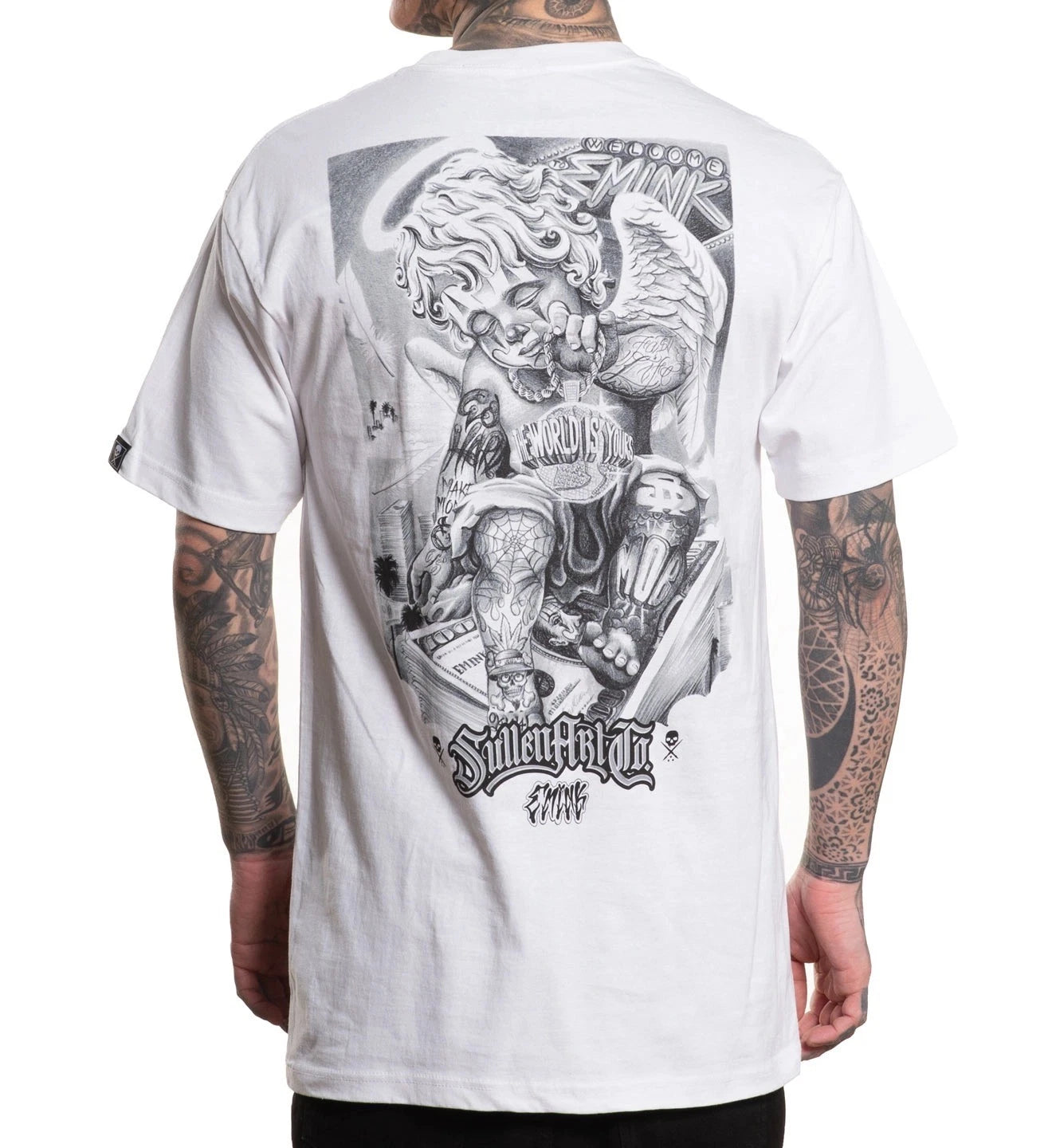 SULLEN CLOTHING EMINK CERUB TATTOO ART STANDARD WHITE T-SHIRT