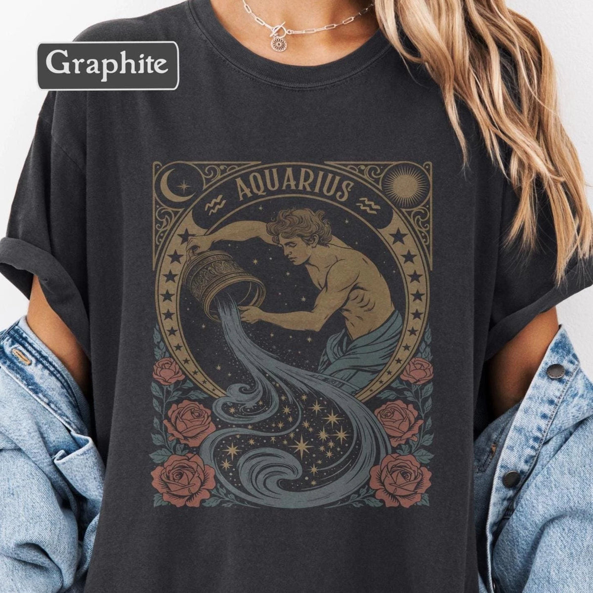 Aquarius Zodiac Shirt Astrology Graphic Tee Celestial Gift