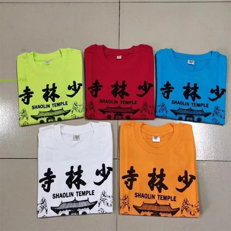 Kids&adult Shaolin Temple Cotton T-shirts Martial Arts Chinese Kung Fu Costumes