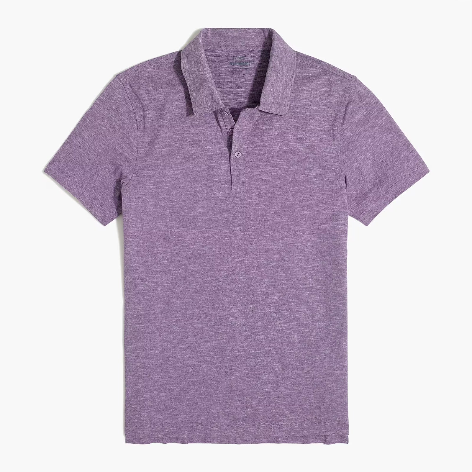 Mens J Crew Heather Purple Performance Button neck collared Polo shirt Medium