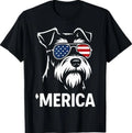 Patriotic Miniature Schnauzer Dog 'Merica 4th of July Funny T-Shirt
