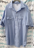 Mens IZOD Saltwater Blue Short Sleeve Shirt Double Pocket Size XL Tall EUC
