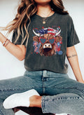 Highland Cow 4th of July Shirt Western American Flag Patriotic Independence Day