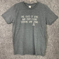 Gildan Activewear Text Tee Unisex Women M Gray “glass of wine . .” Cotton Blend