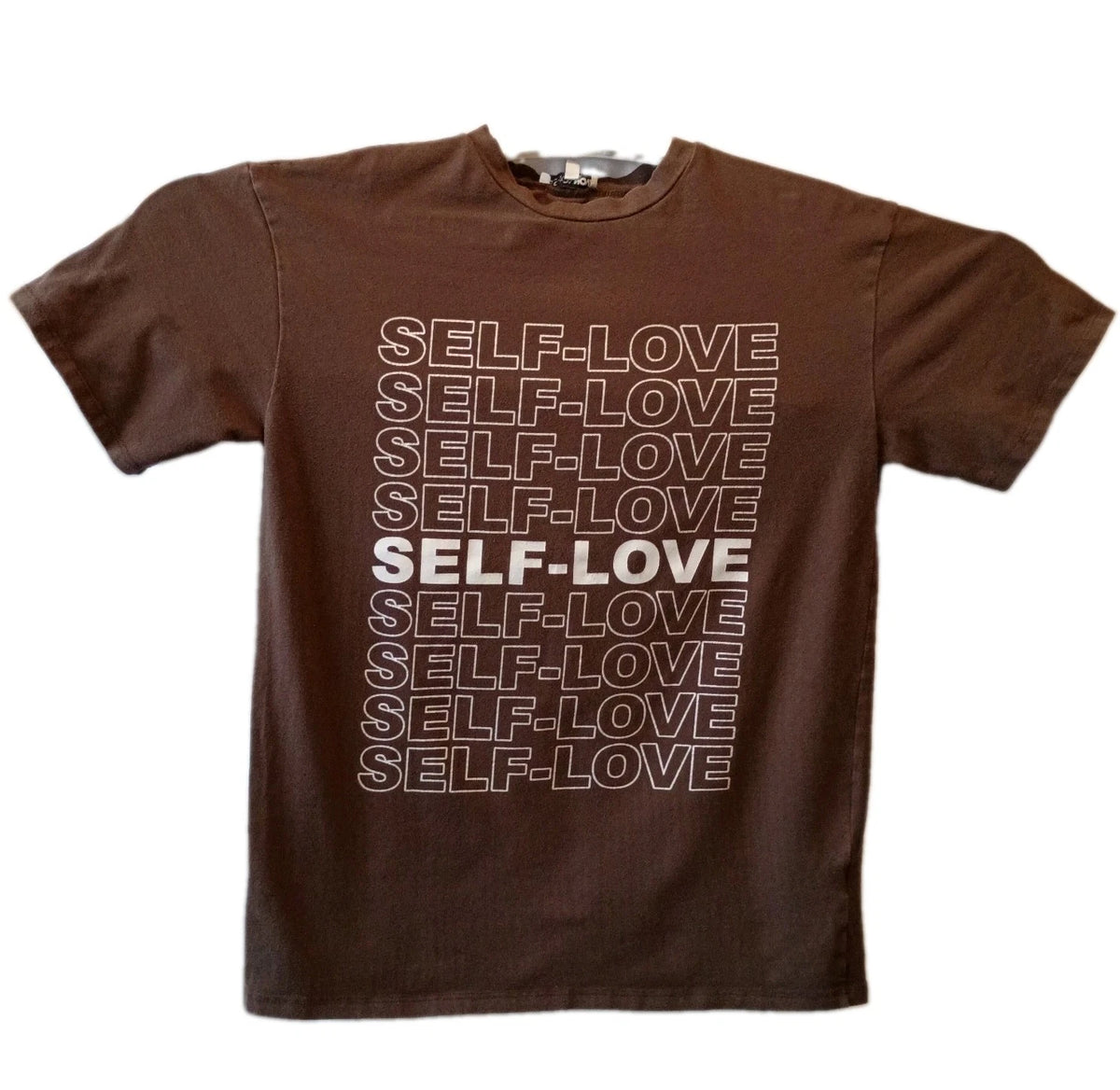 Fashion Nova Self Love T-Shirt Men's  Size Small 18.5" X 26" Brown Affirmation