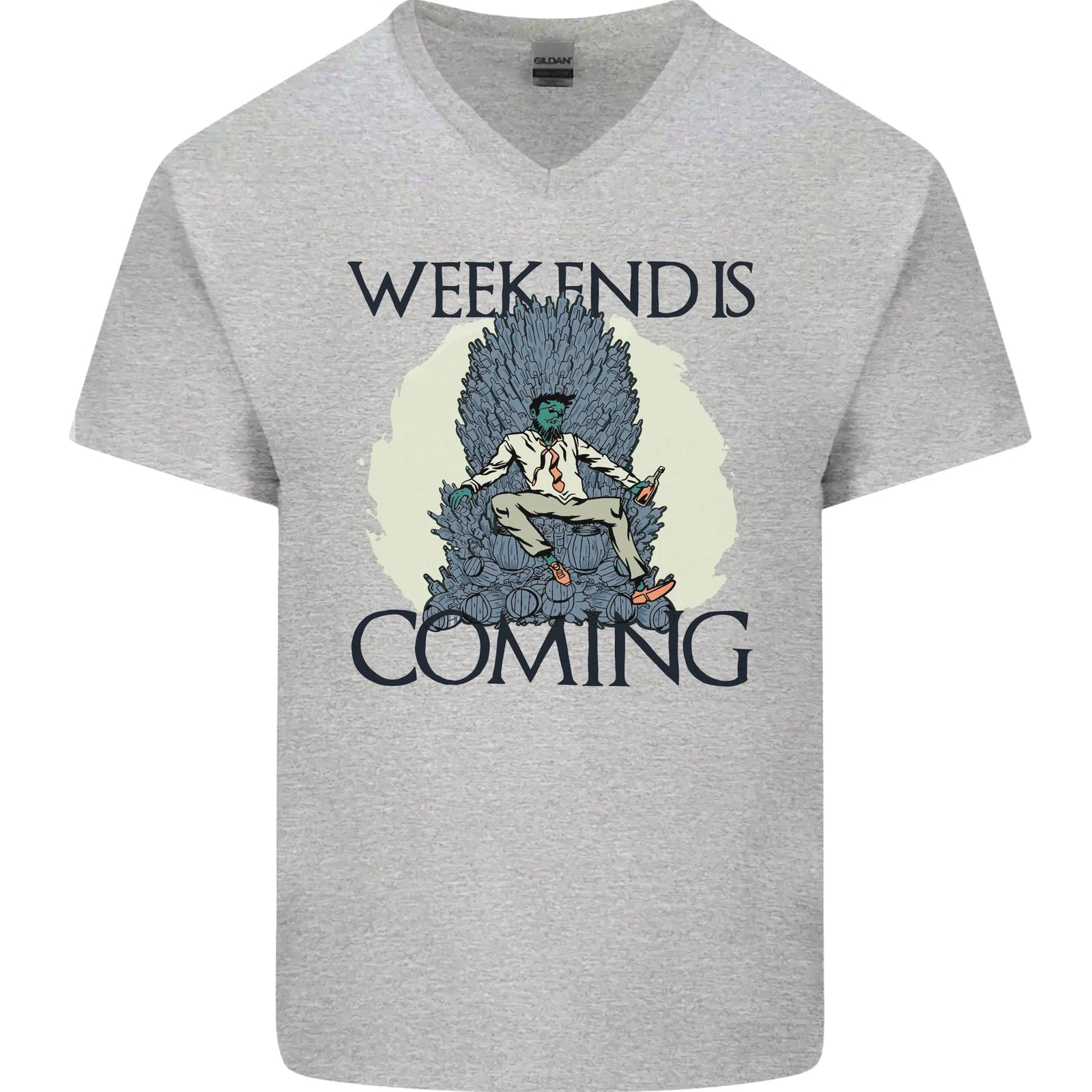 Weekend Funny Beer Cider Wine Alcohol Gin Mens V-Neck Cotton T-Shirt