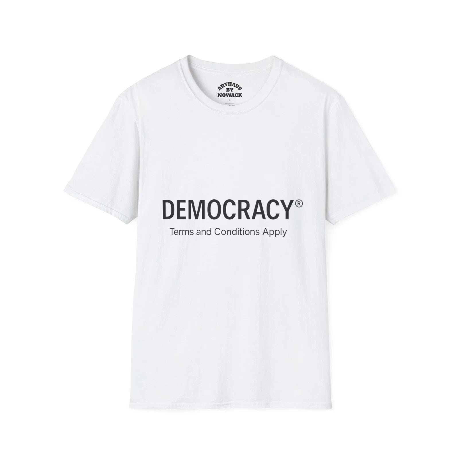 'DEMOCRACY®' Design, Terms and Conditions, Modern Typography, Political Tee