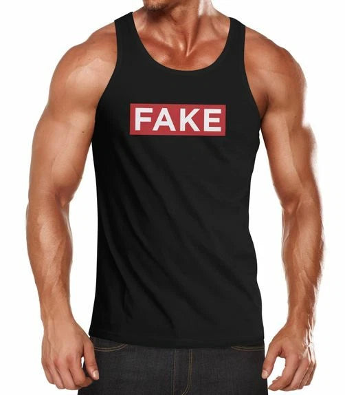 Mens Tank Top Fake Lettering Parody Hoax Red Bar Fashion Street Style