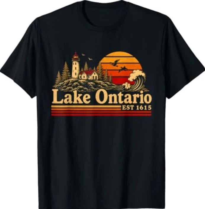 Lake Ontario Est 1615 Retro Sunset Vintage Great Lakes T-Shirt