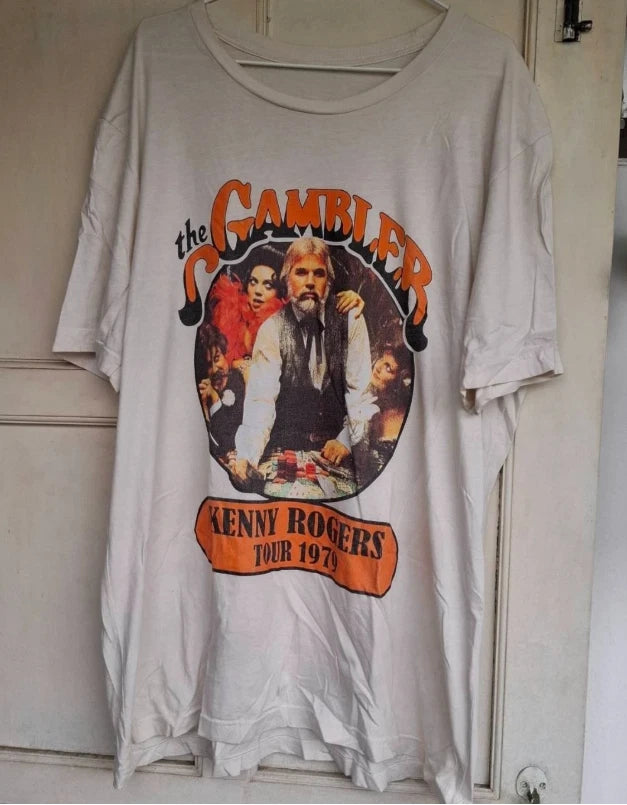 1970s Kenny Rogers The Gambler T Shirt WHite Cotton S-5XL