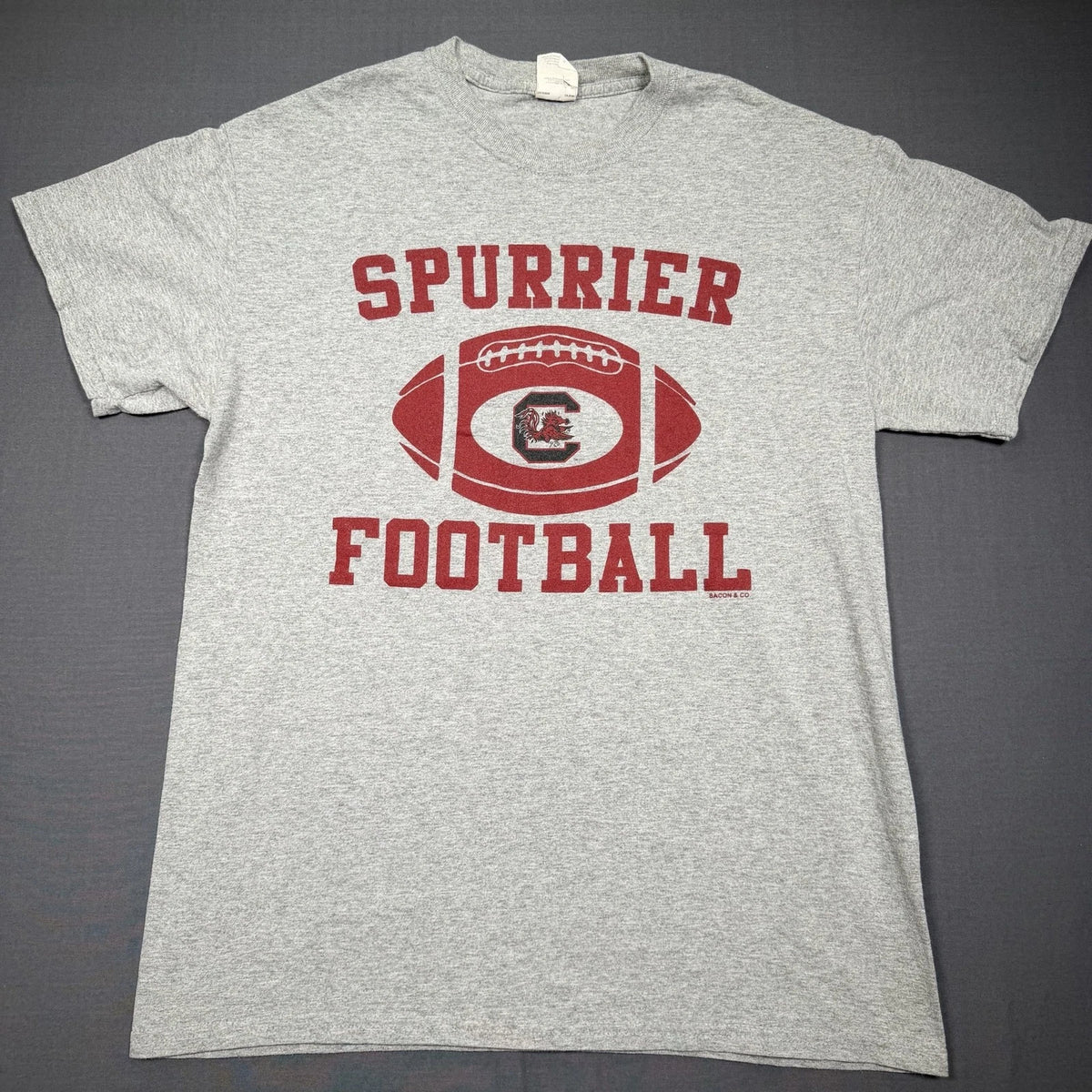 Spurrier Football Shirt Mens Large Gray South Carolina Gamecocks Tee T-Shirt