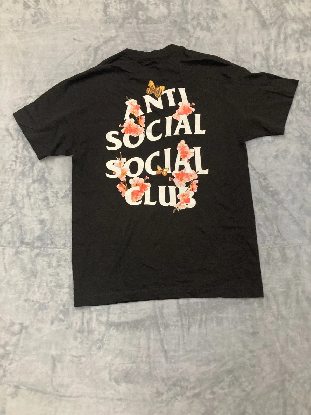 Anti Social Social Club Men's M Black KKoch Butterfly Flower Logo T-Shirt USA