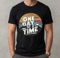 One Day at a Time T-Shirt - Vintage Retro Style Sunset Mountain Graphic Tee