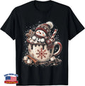 Vintage Snowman Hot Chocolate Cozy Christmas Lover Winter T-Shirt Image 1 of 4