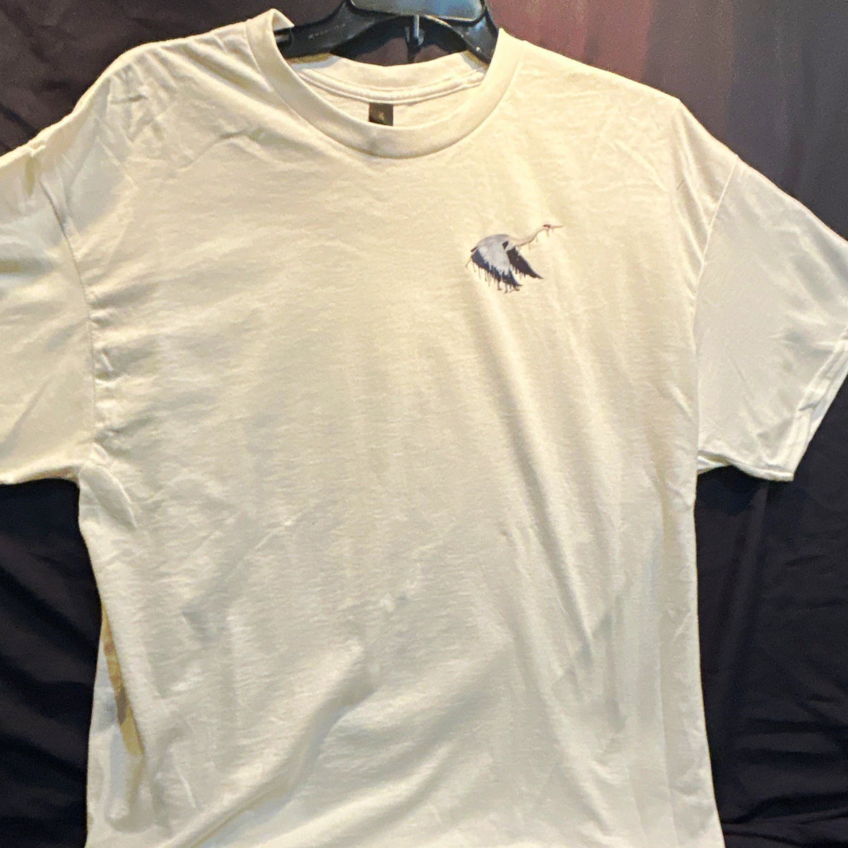 Gildan Heavy Cotton Men's White Bird Graphic Double-Sided Crew Neck T-Shirt XL