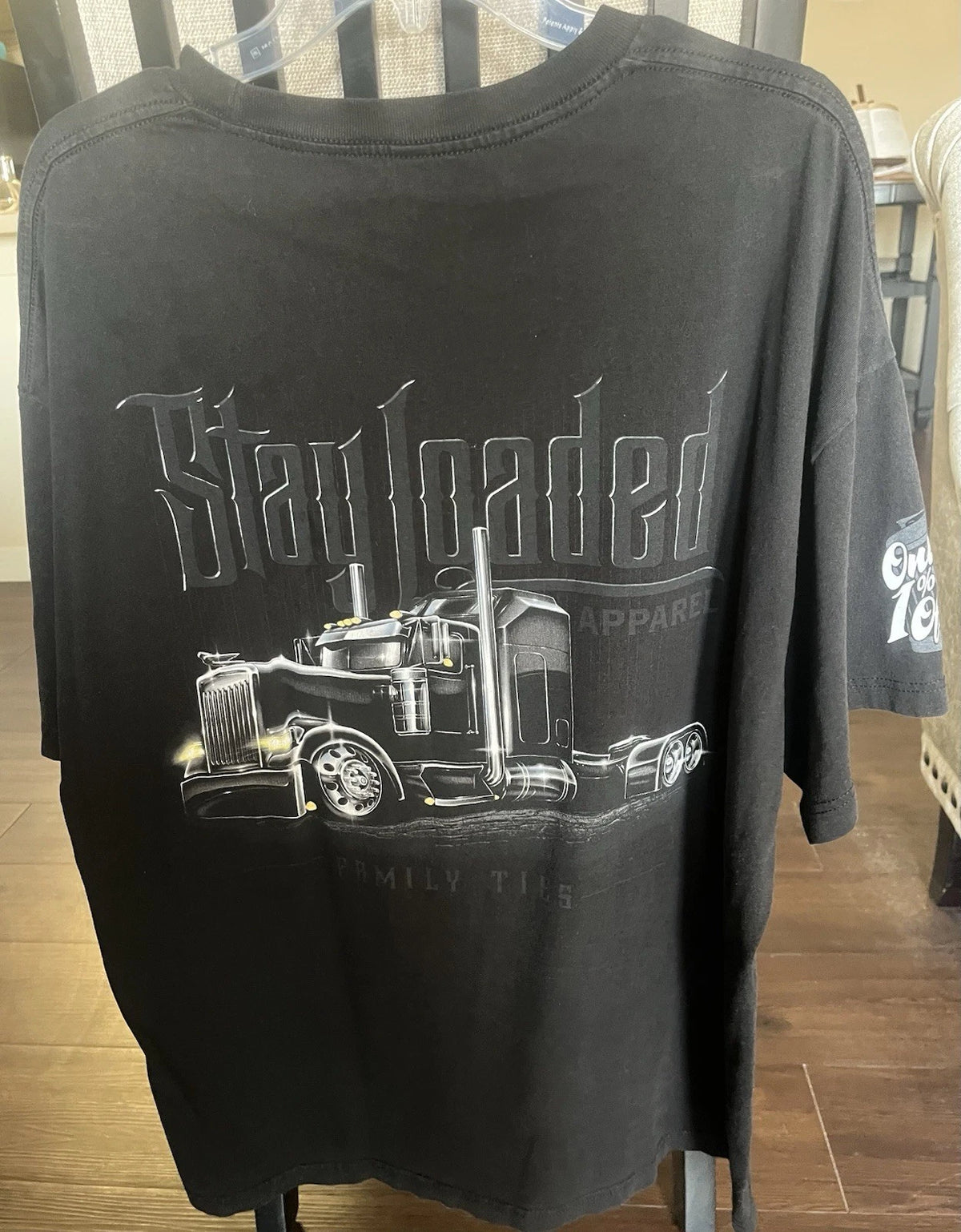 Stay Loaded Apparel Men's 2XL Black Tee (Back Graphic)Black Peterbilt SemiTruck