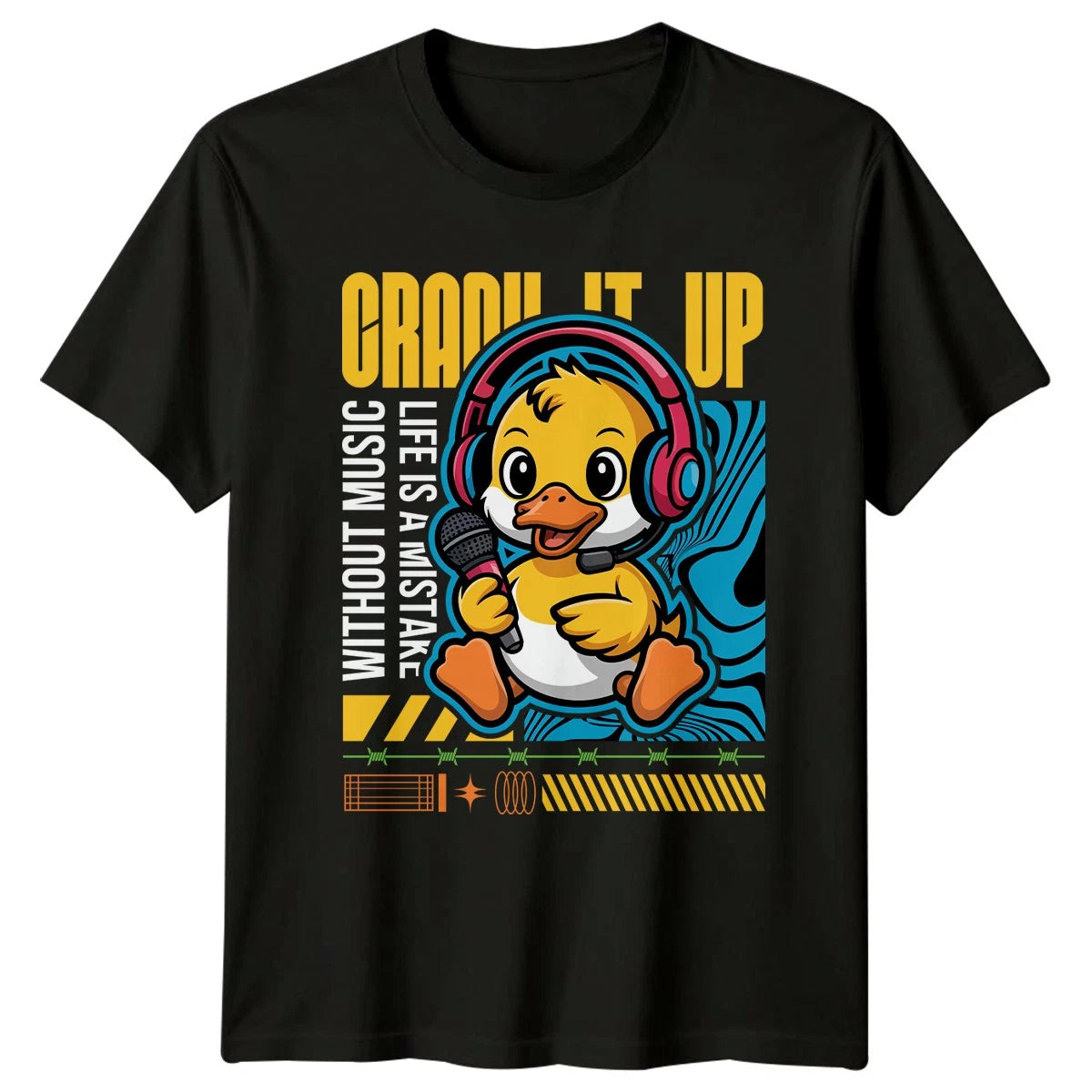 Crank It Up T-Shirt Cute Duck Music Birthday Gift For Him And Her