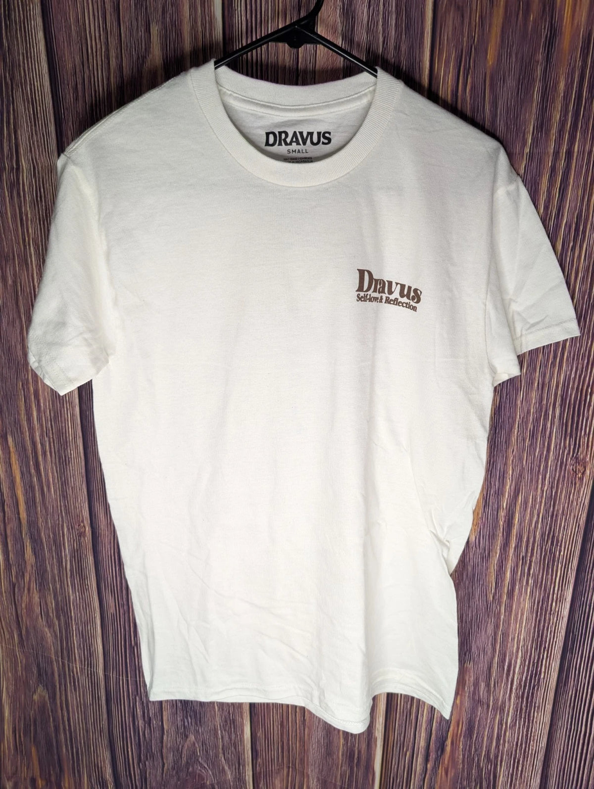 Dravus Self-Love & Reflection Graphic T-Shirt Size Small Off-White Bonsai Tree