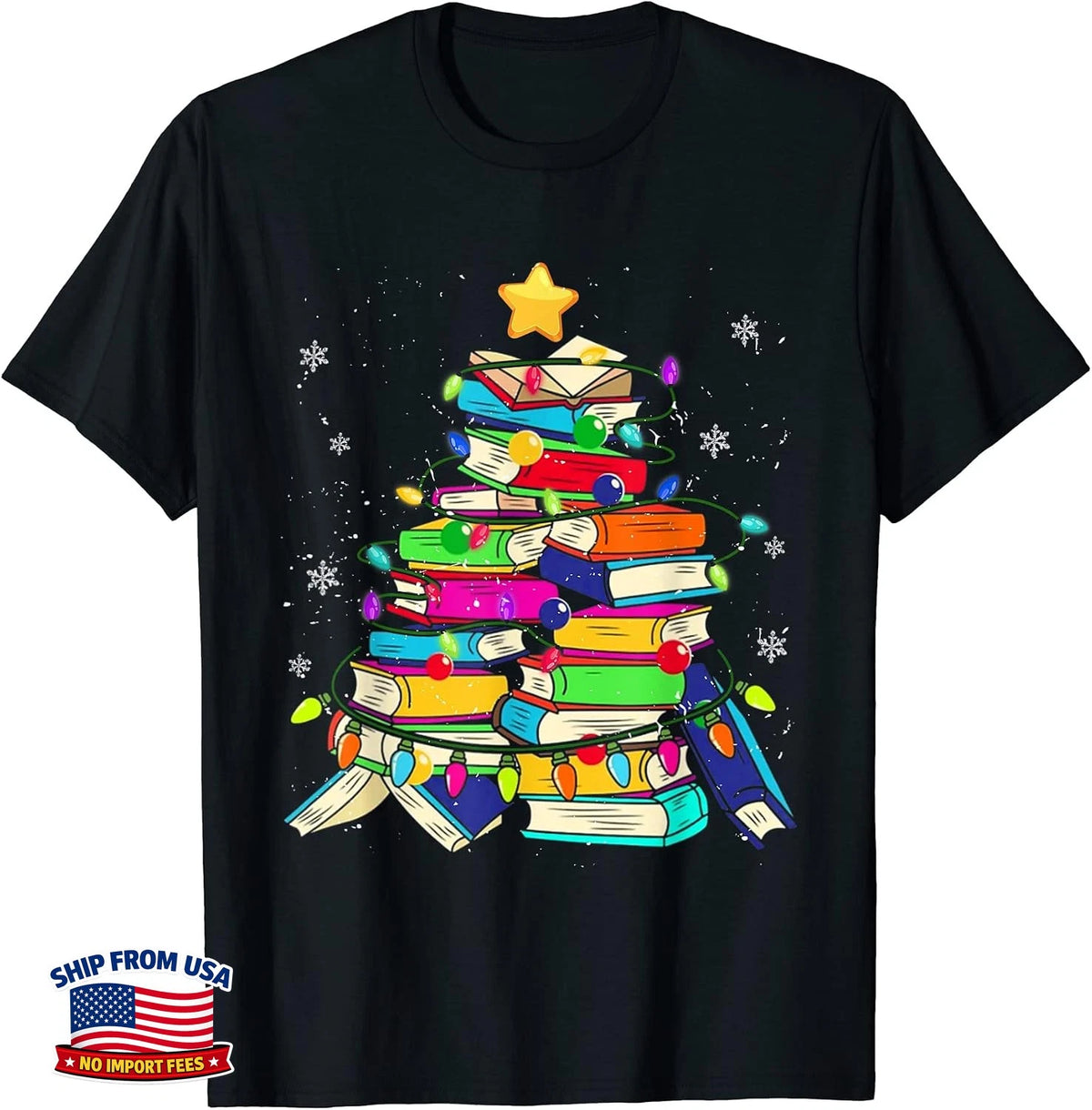 Cute Christmas Library Tree From Book Librarian T-Shirt Image 1 of 4
