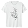 Simple Aesthetic Leaf Branch Line T-Shirt Botanical Line Art Nature Birthday