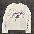 Y2K pure cotton calligraphy Long sleeve "Deception" graphic tee