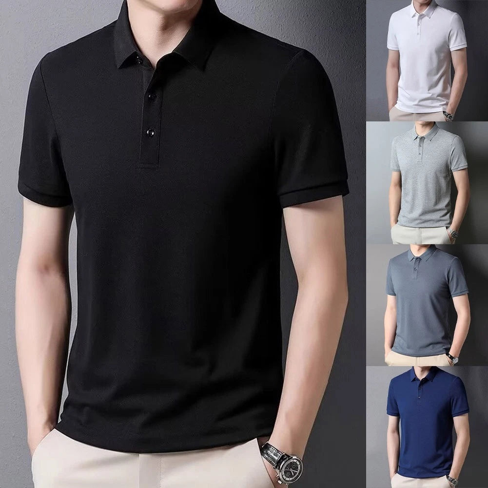 Men's Casual Short Sleeve Tshirt Lapel Neckline Breathable Streetwear Top