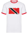 Trinidad And Tobago Grunge Flag T-Shirt Men's Cotton Short Sleeve Ringer
