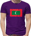 Maldives Grunge Flag Herren T-Shirt Landreise Baumwolle Ring Spun Regular Fit