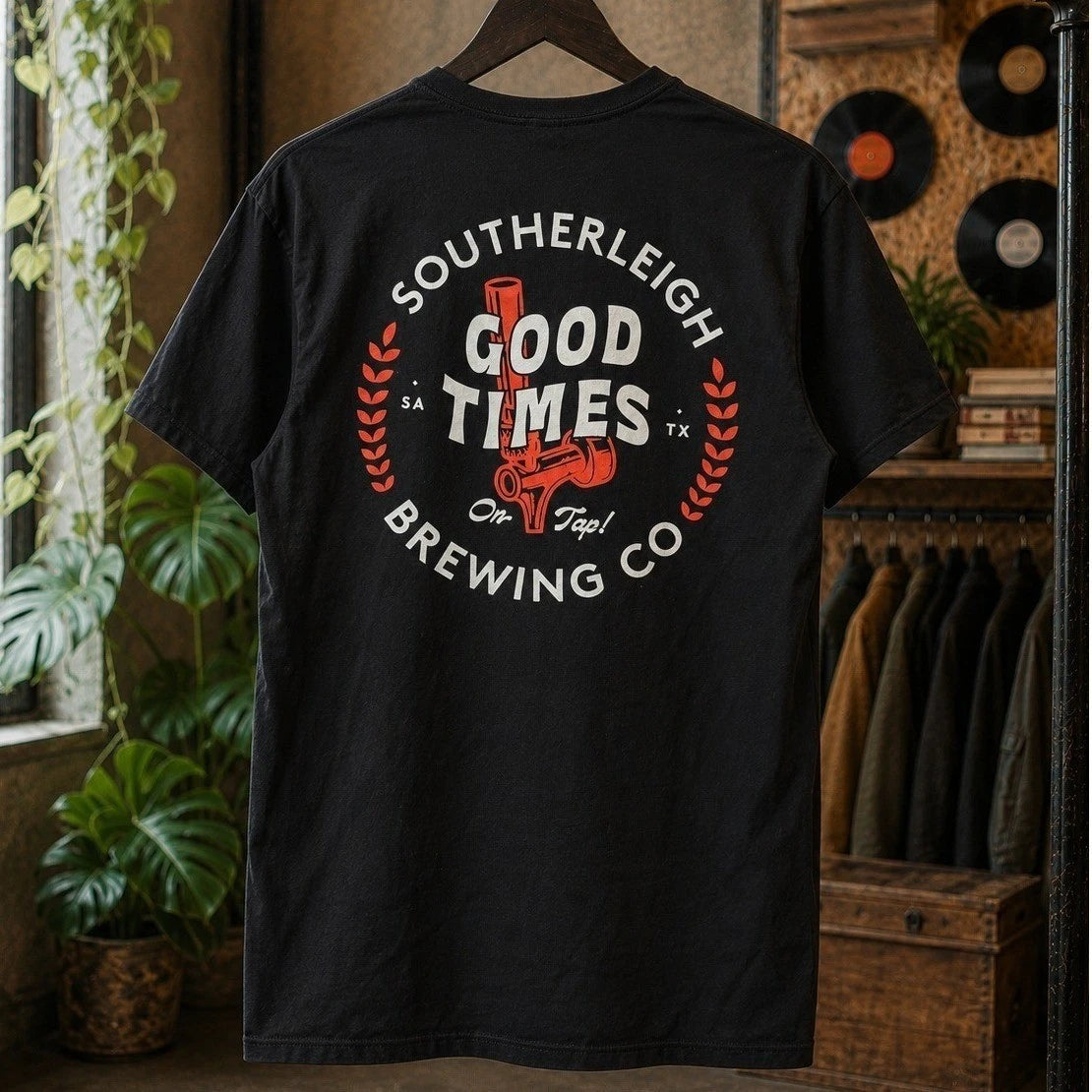 Barista Southerleigh Brewing Co Good Times On Tap Graphic T-Shirt Mens Large