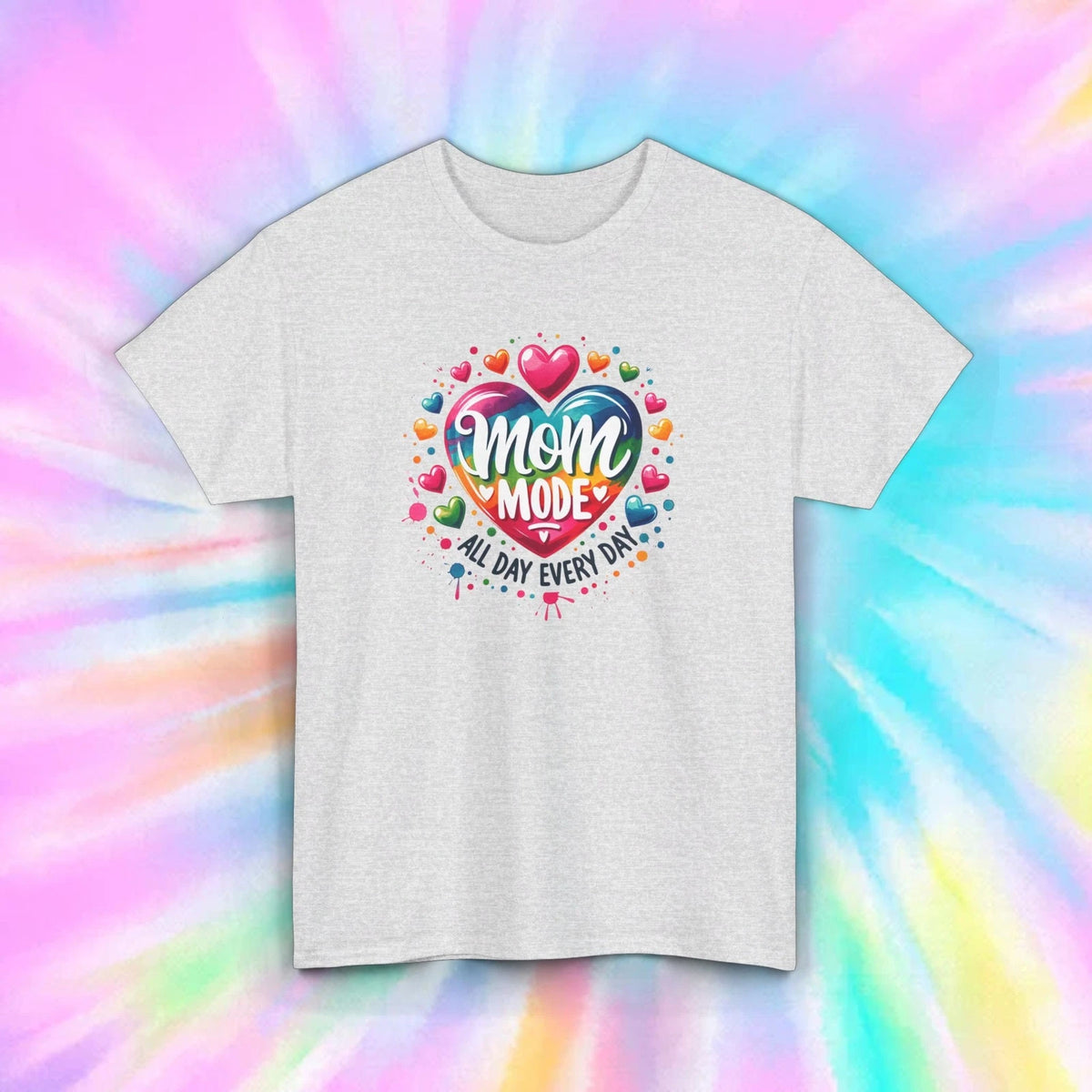 Mom Mode Shirt | Colorful Heart Graphic Tee | Mother's Day Gift