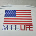 Reel Life Fishing Shirt Mens Size M Gray USA Flag Long Sleeve Lightweight