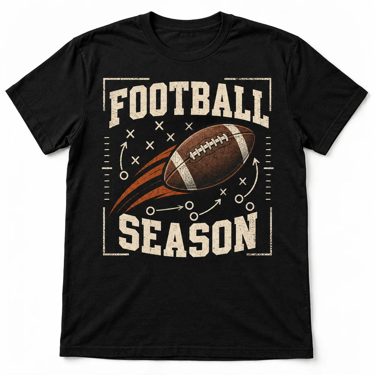 Football Season Playbook Graphic T-Shirt Sports Fan Unisex Black Tee