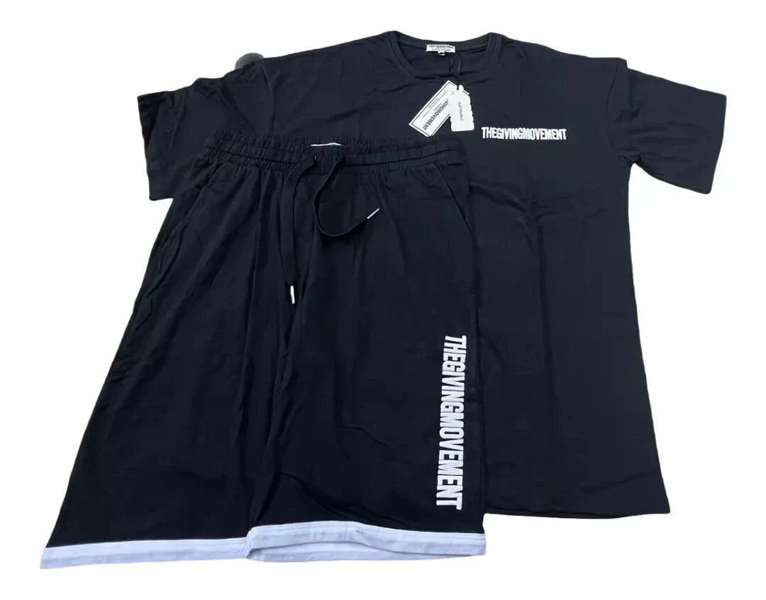 New Men's Cotton T Shirt+Short Set Tracksuit Summer 07