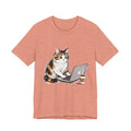 Calico Cat on Laptop Tee | Coffee Cat Graphic Shirt