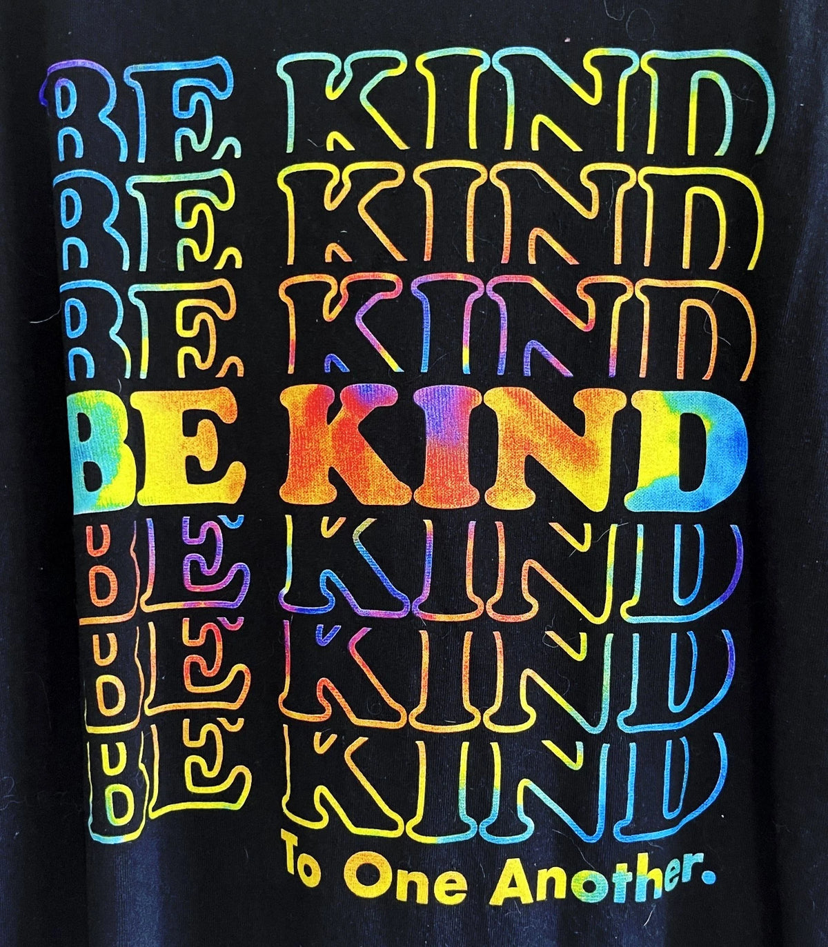 Men's BE KIND Autism Black Rainbow T-Shirt Tee Size XL EXCELLENT