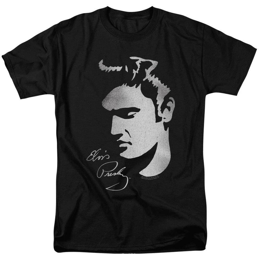 Elvis Presley - Simple Face - Adult Unisex Short Sleeve T-Shirt - Black