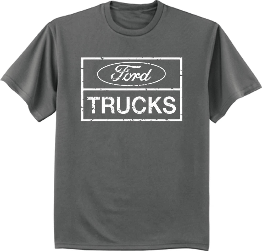 Ford Trucks sign logo white design gray men's size tee shirt t-shirt