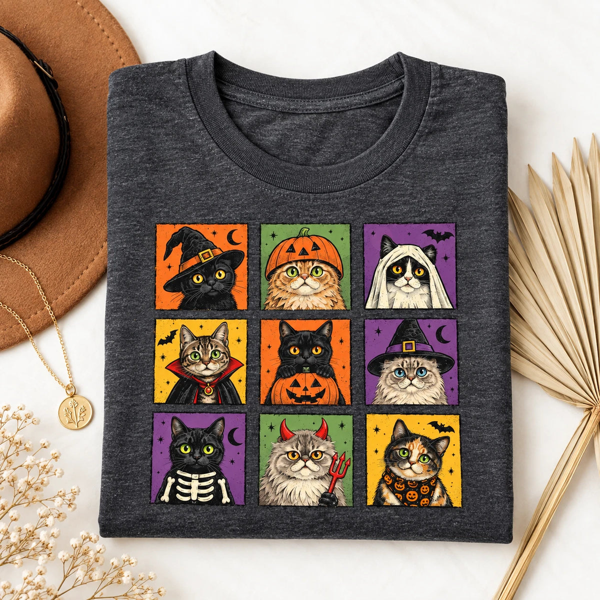 Halloween Cat Shirt Spooky Season Kitty Unisex Graphic Top Tee